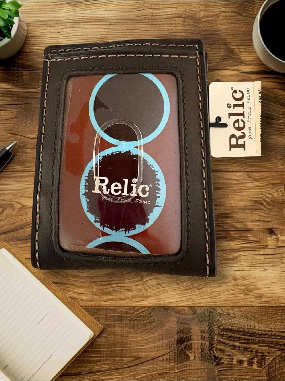 Relic Dark Brown Leather Money Clip Wallet